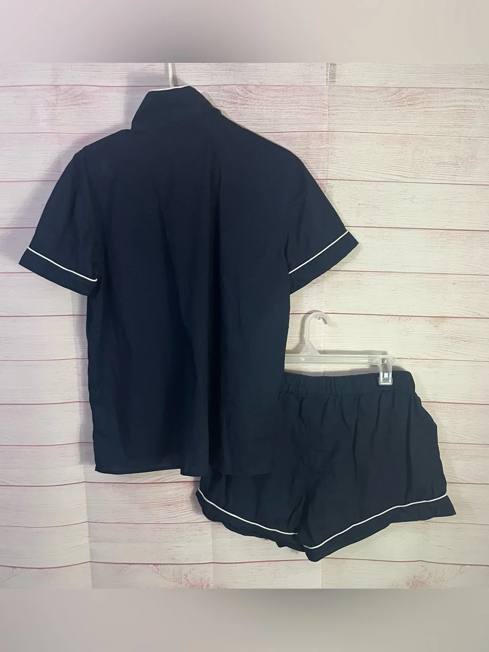 J.Crew 2 Piece Blue w/White Trim Pajama Short Set Medium